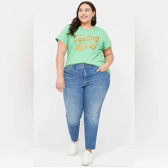 LANE BRYANT Feeling Lucky Graphic Tee - 18/20 Bright Green - Picture 4 of 12